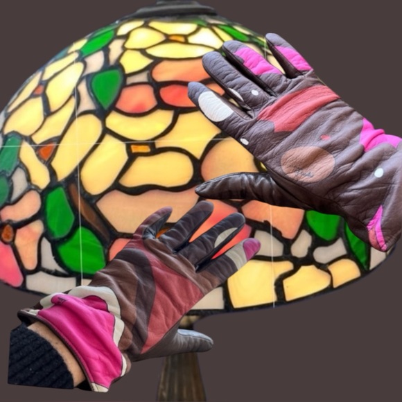 Emilio Pucci Pink and Brown Patterned Gloves
